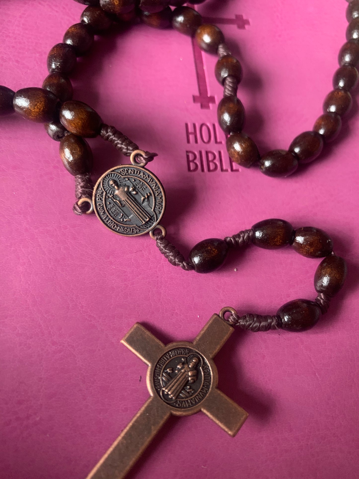 Wooden beaded rosary