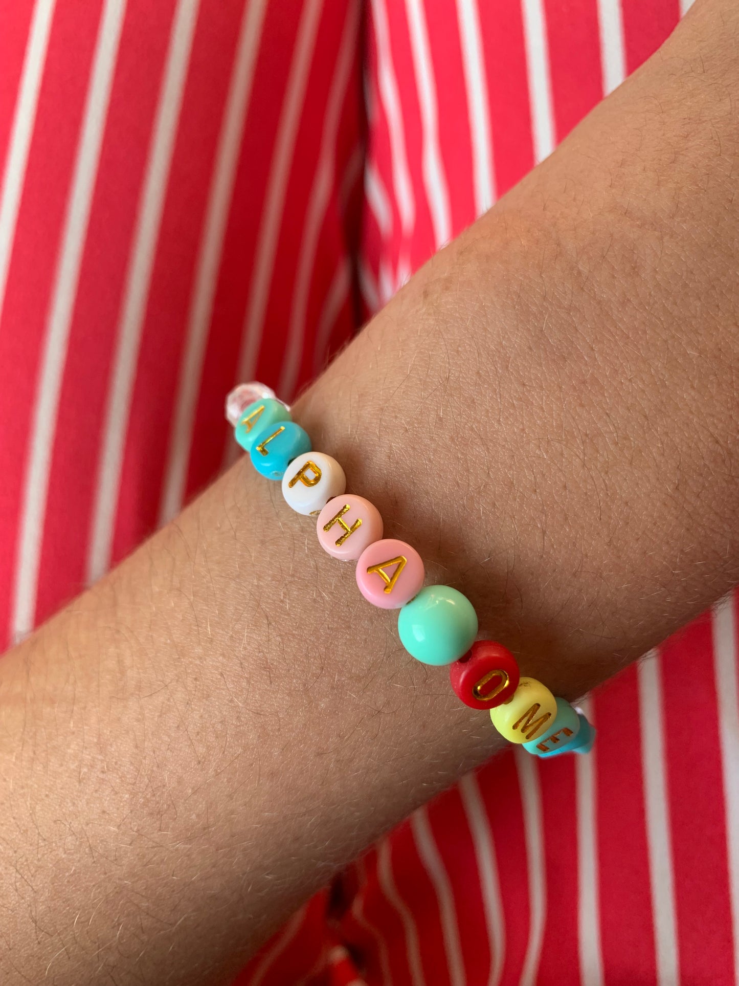 Alpha omega beaded elastic bracelet