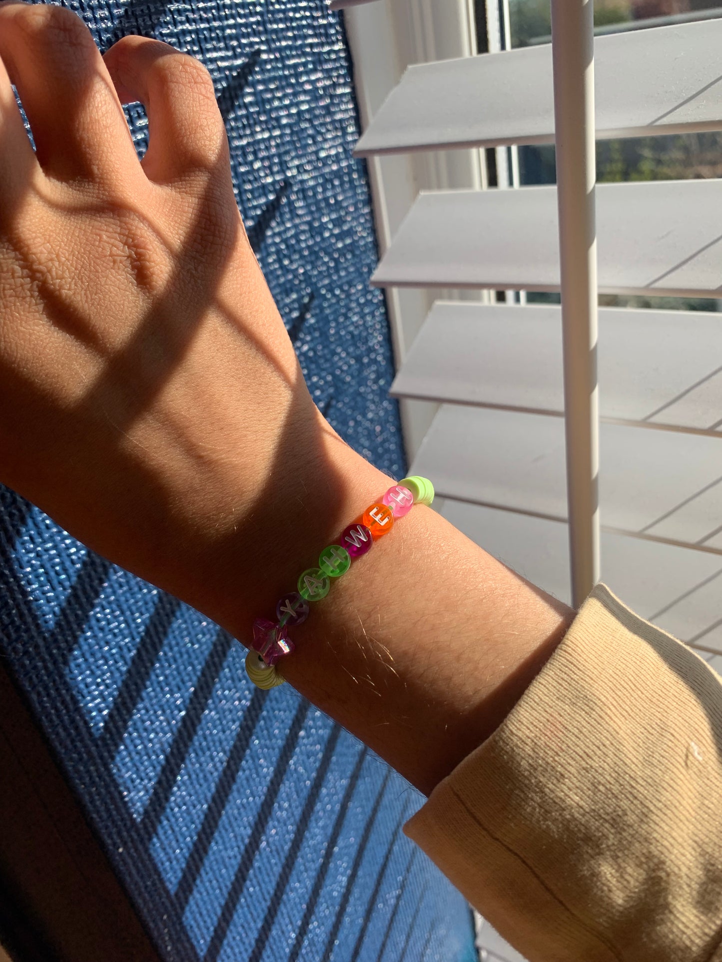 Yahweh clay beaded elastic bracelet