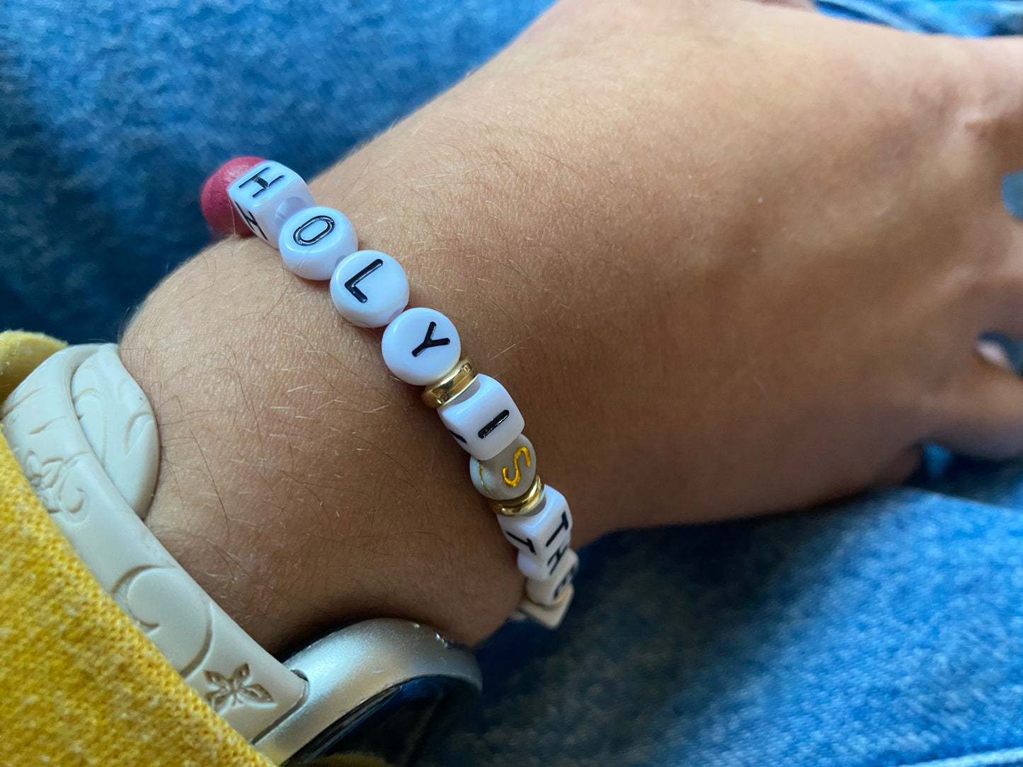 Holy is the lord god beaded elastic bracelet