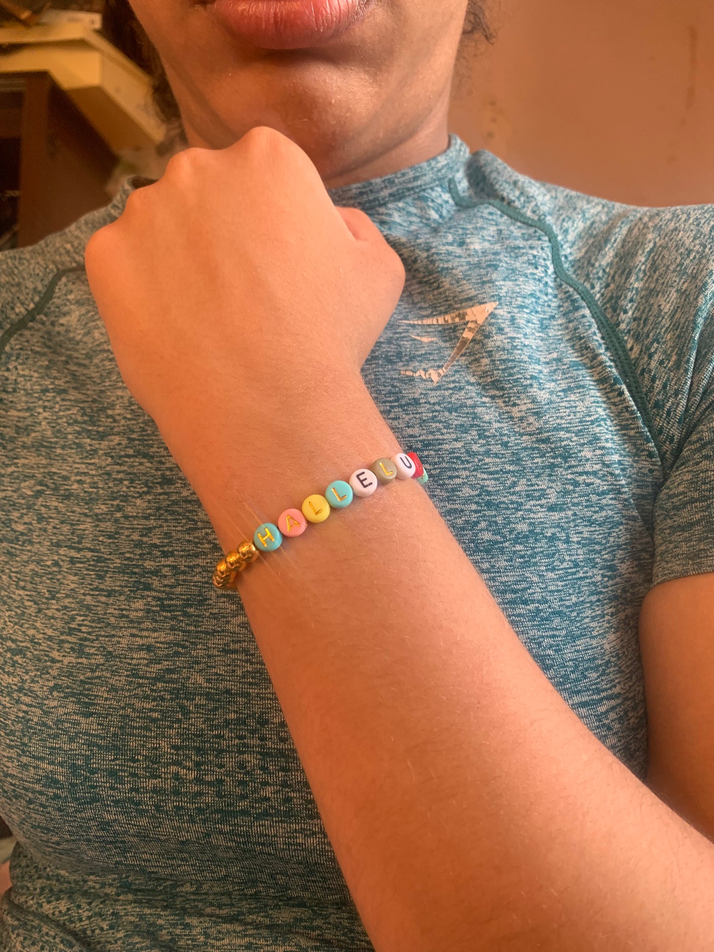 Hallelujah beaded elastic bracelet