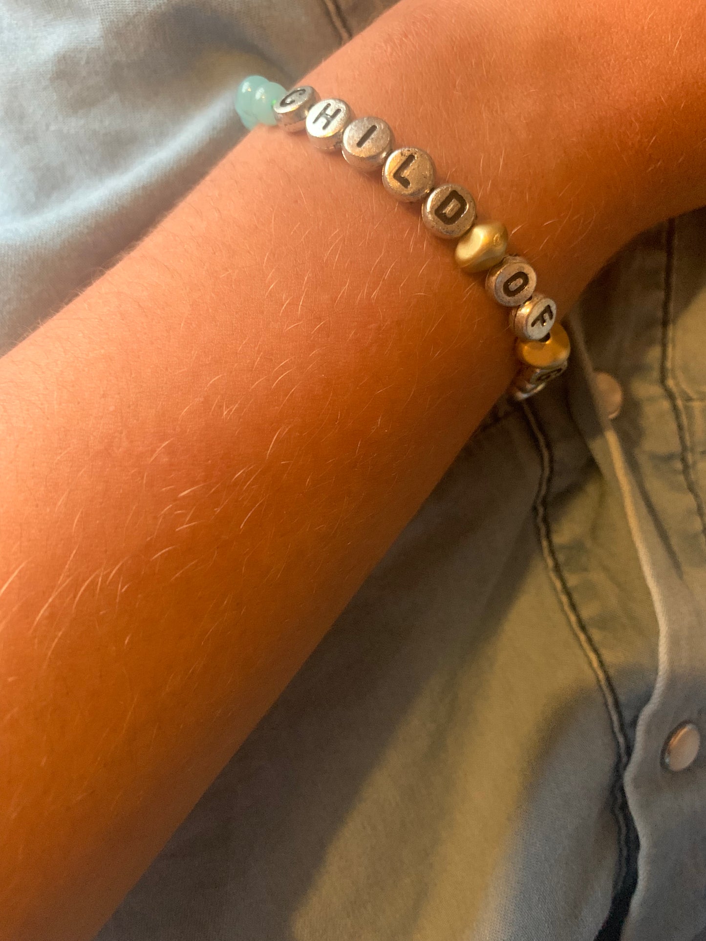 Child of god beaded elastic bracelet