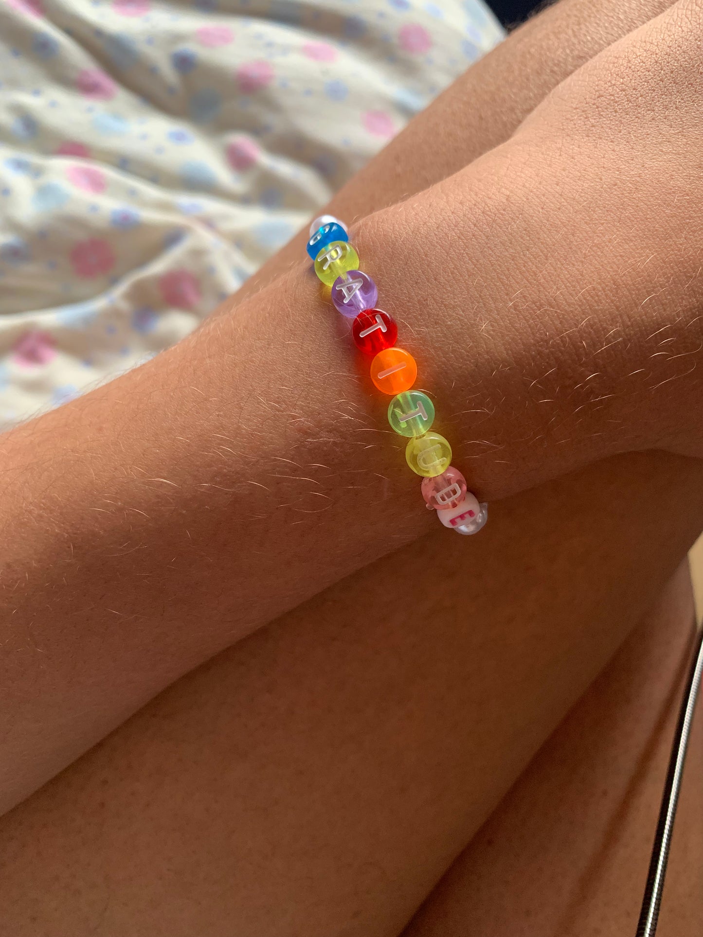 Gratitude beaded elastic bracelet