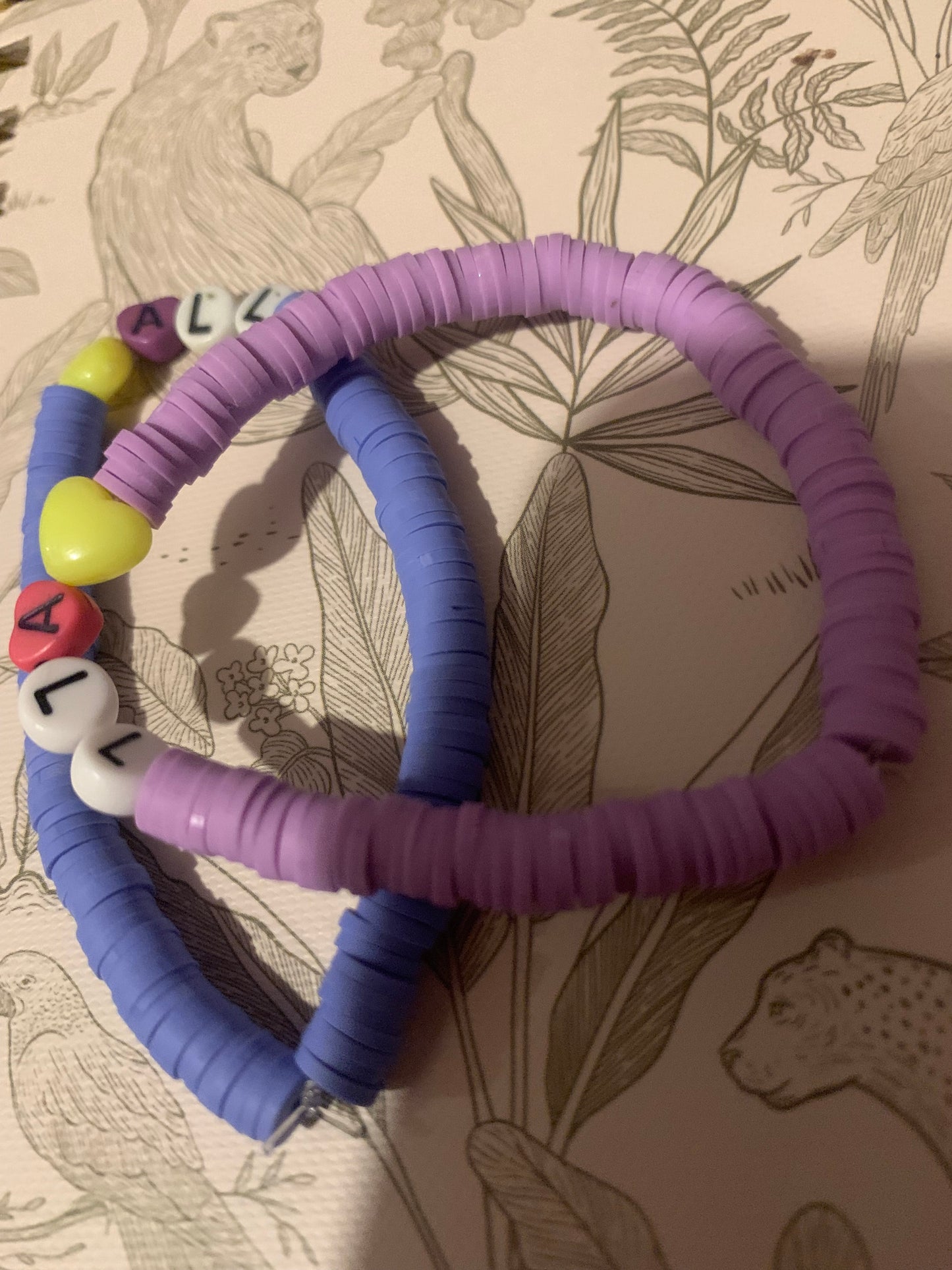 Love all elastic beaded clay bracelet