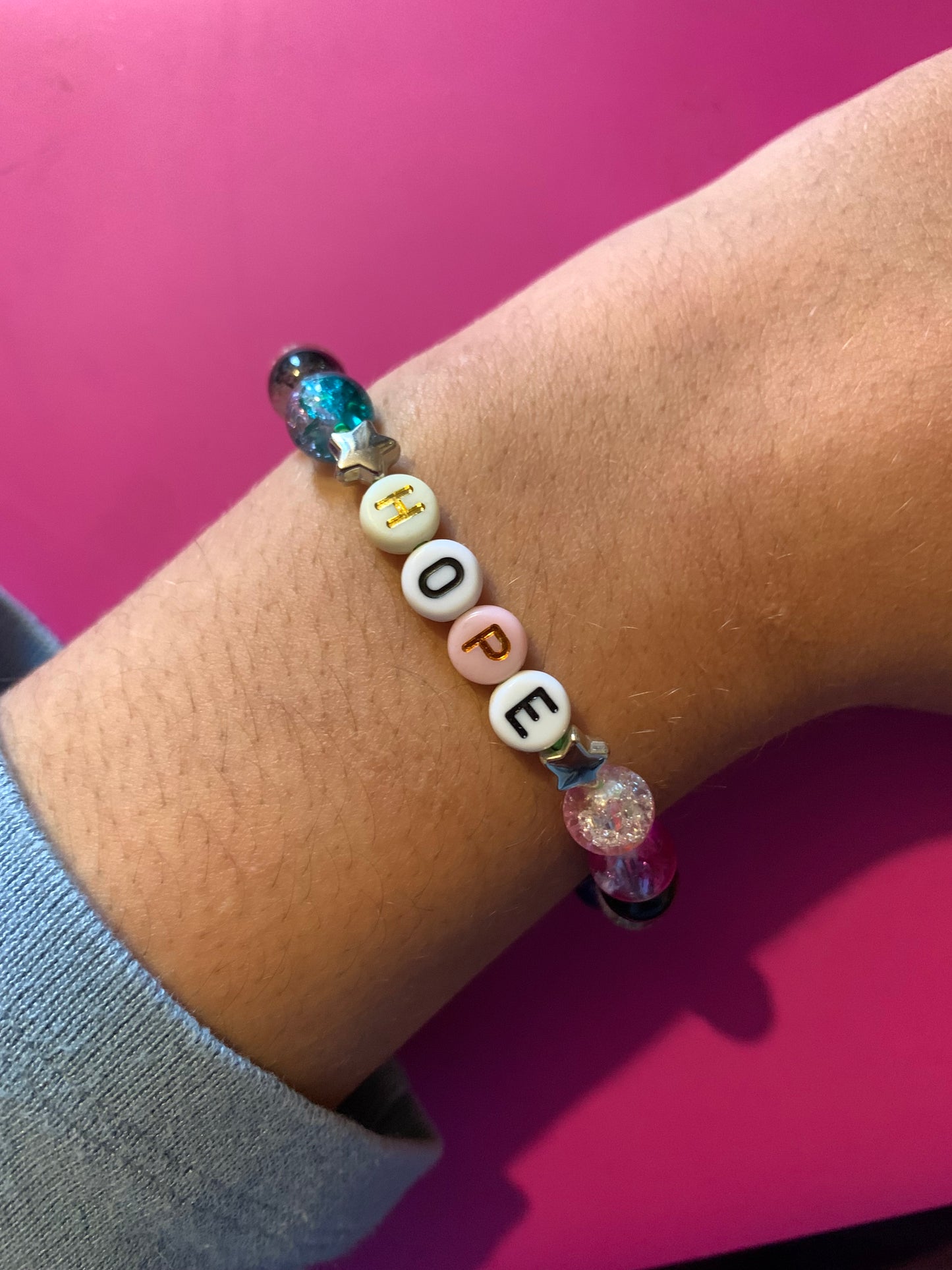 Hope glass beaded elastic bracelet