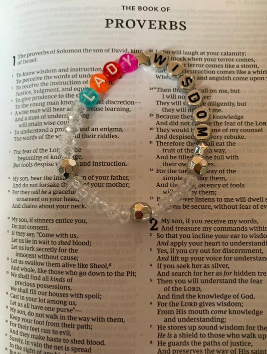 Lady wisdom elastic beaded bracelet