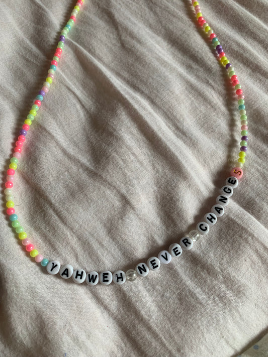 Yahweh never fails beaded elastic necklace