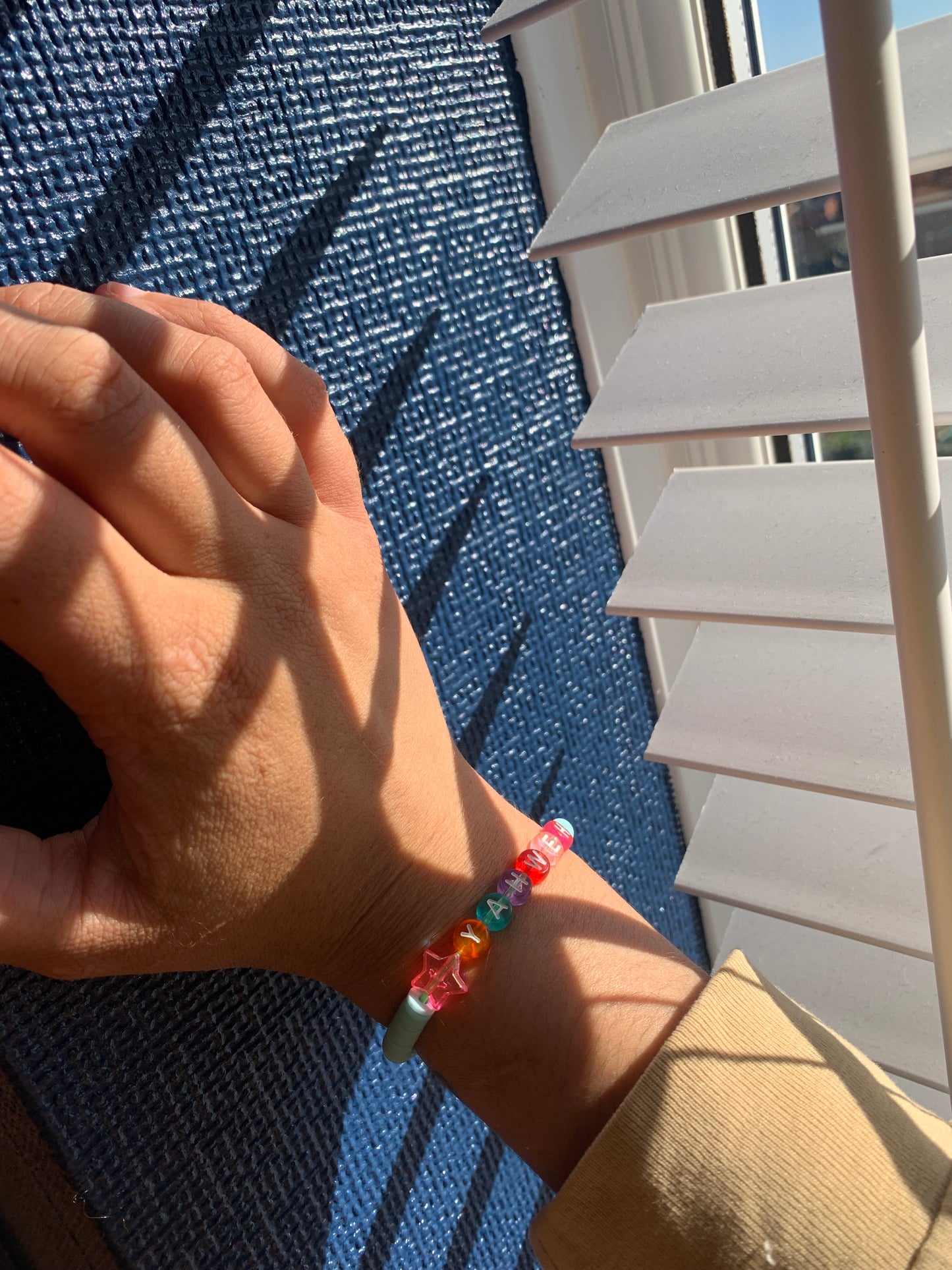 Yahweh clay beaded elastic bracelet