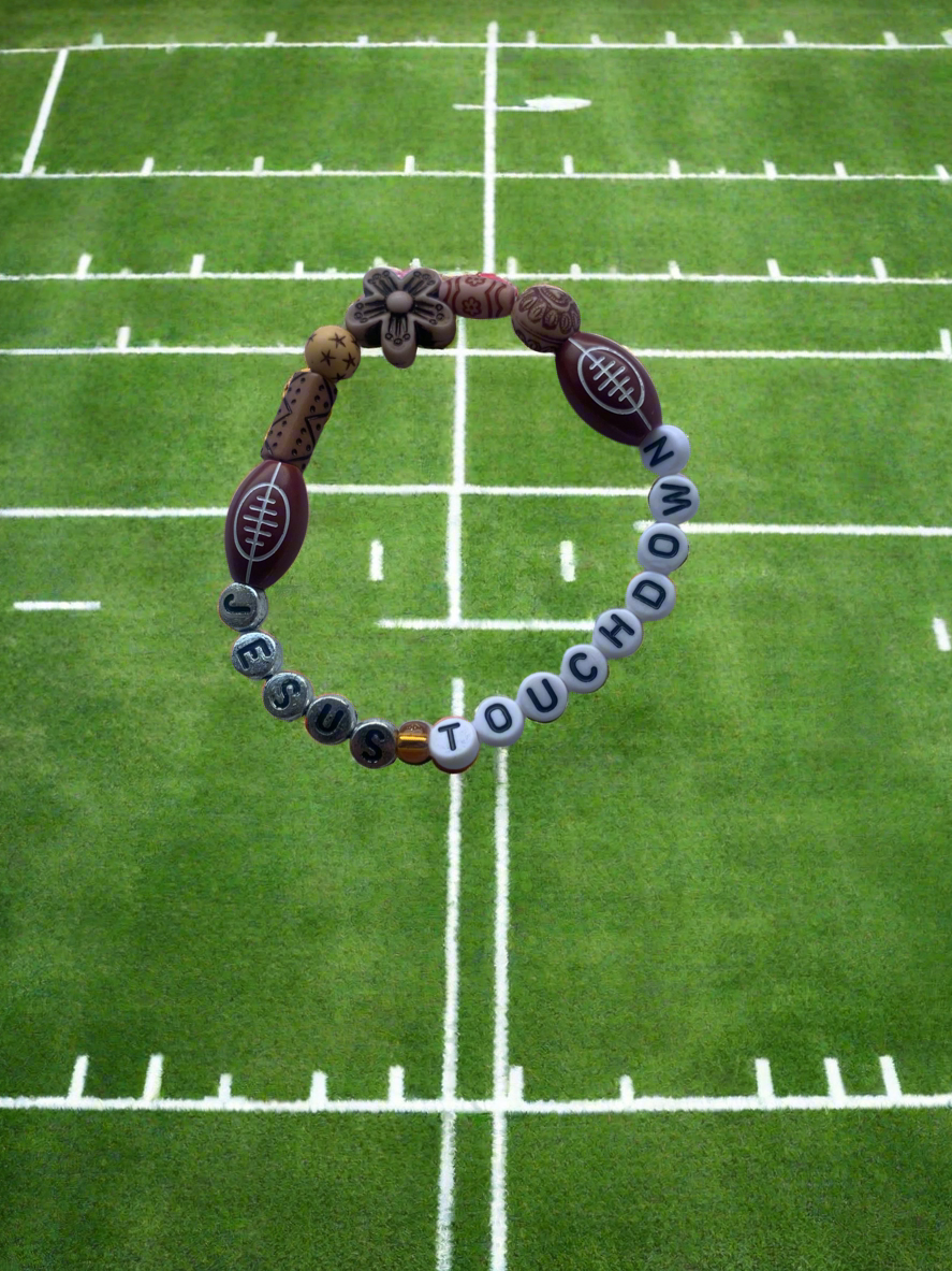 Jesus touchdown elastic beaded bracelet