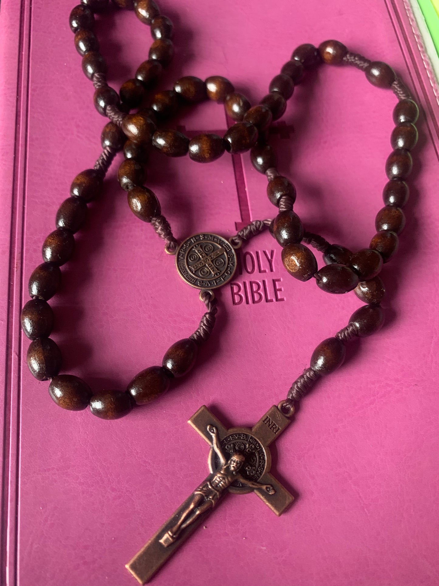 Wooden beaded rosary