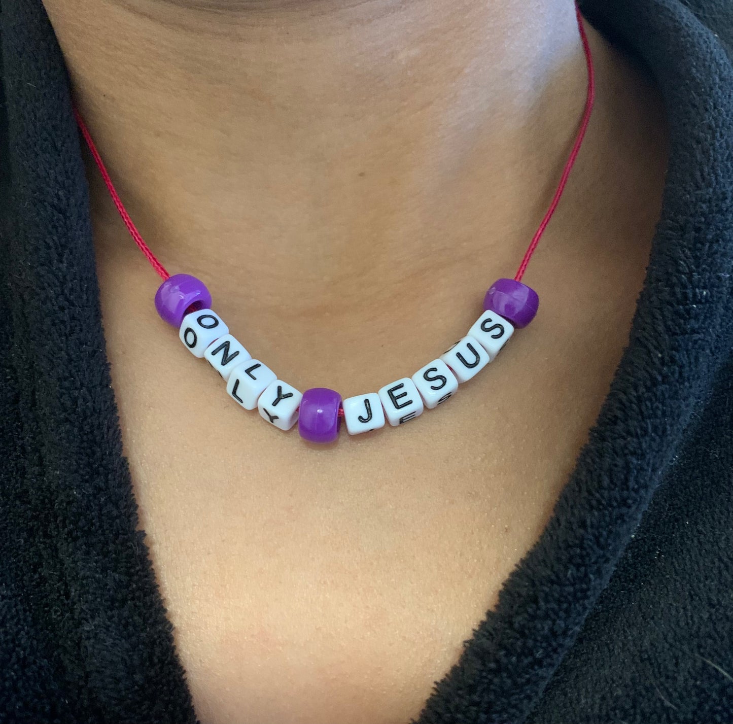 Only Jesus beaded cord necklace