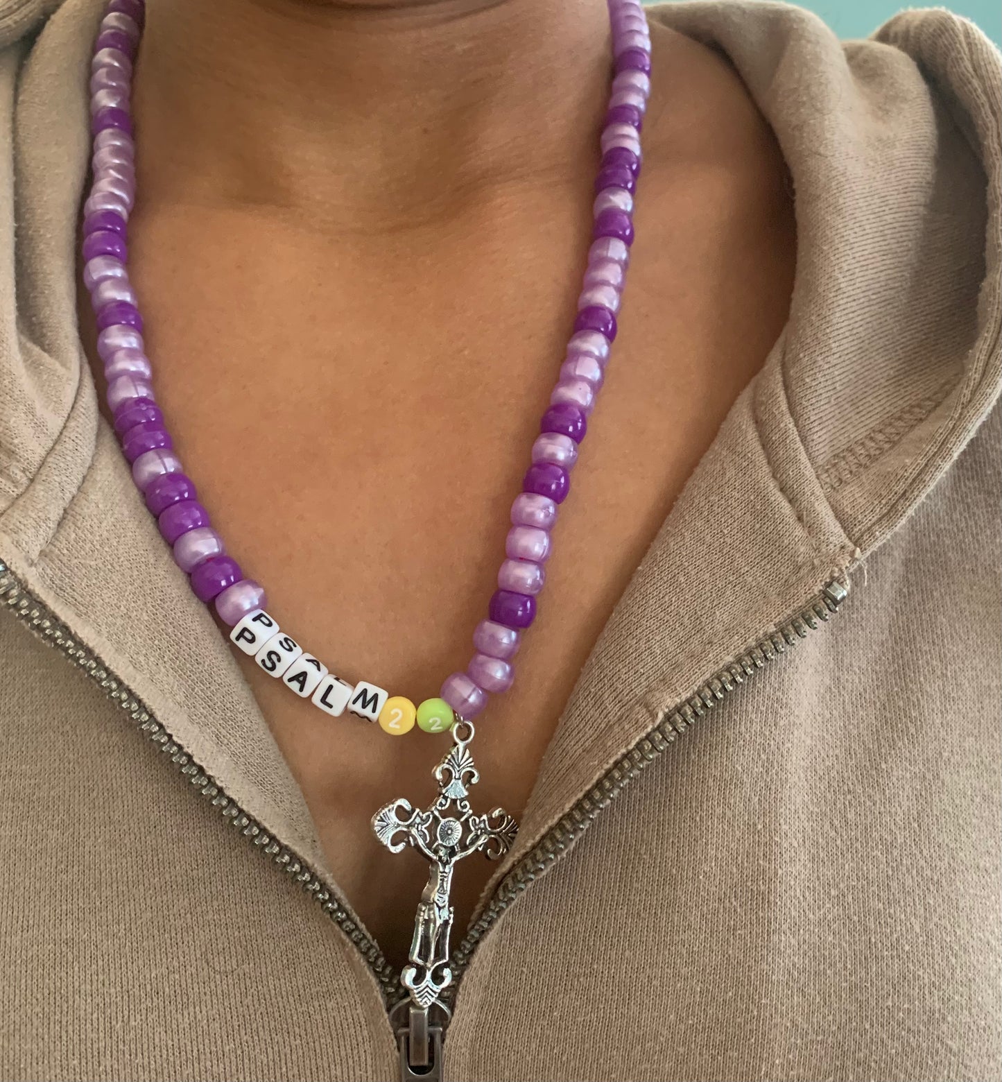 Psalm 22 beaded crucifix necklace