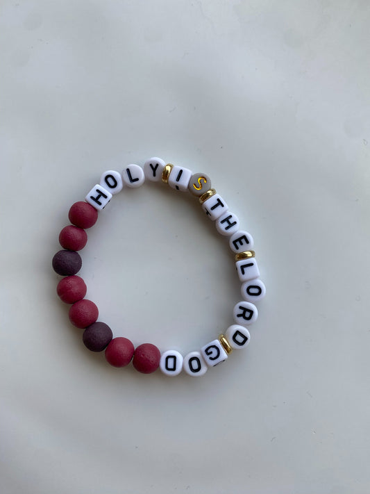 Holy is the lord god beaded elastic bracelet