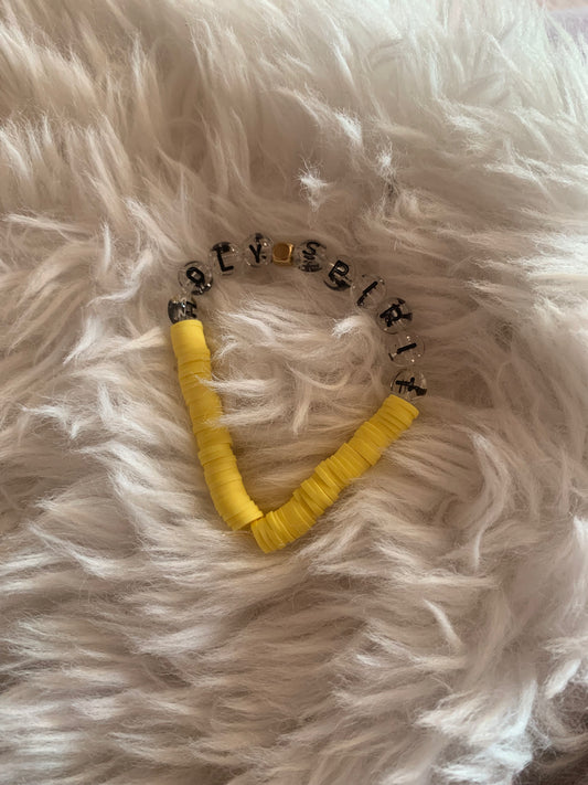 Holy Spirit clay beaded elastic bracelet