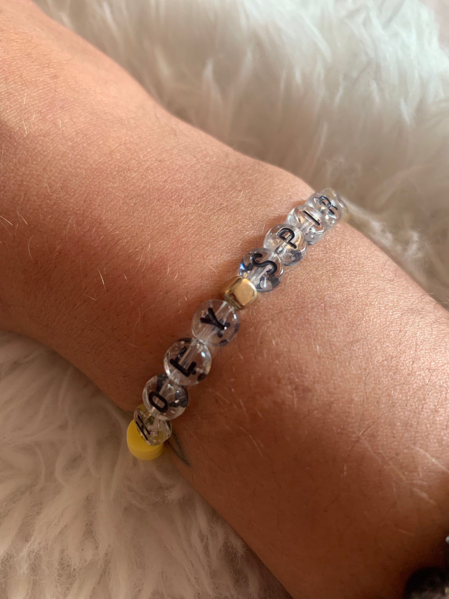 Holy Spirit clay beaded elastic bracelet