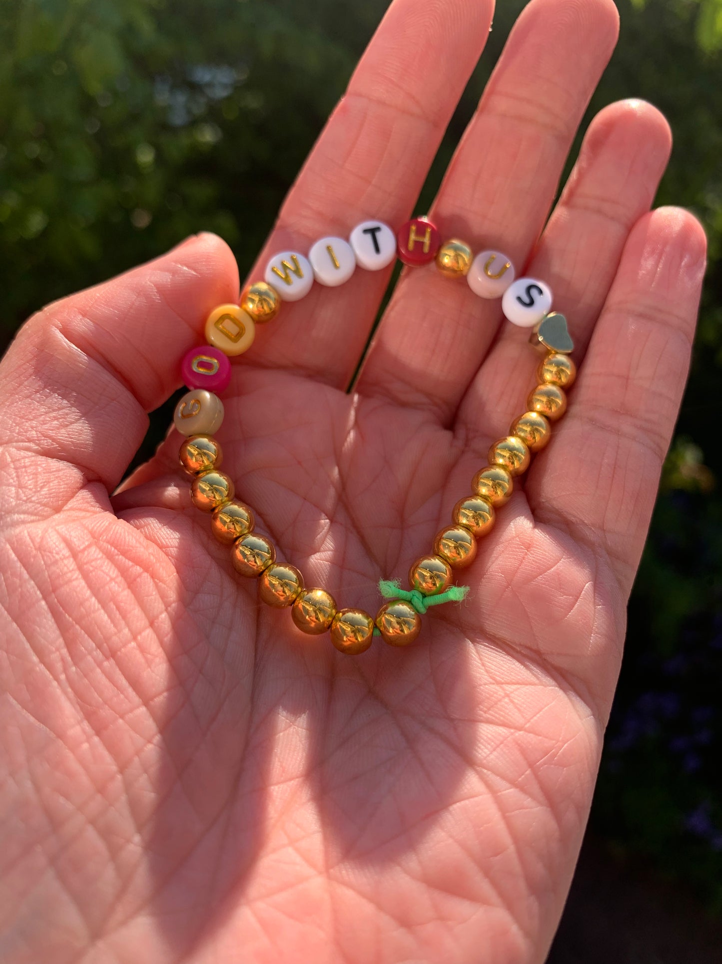 God with us beaded elastic bracelet