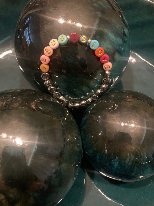 Jesus is love beaded bracelet