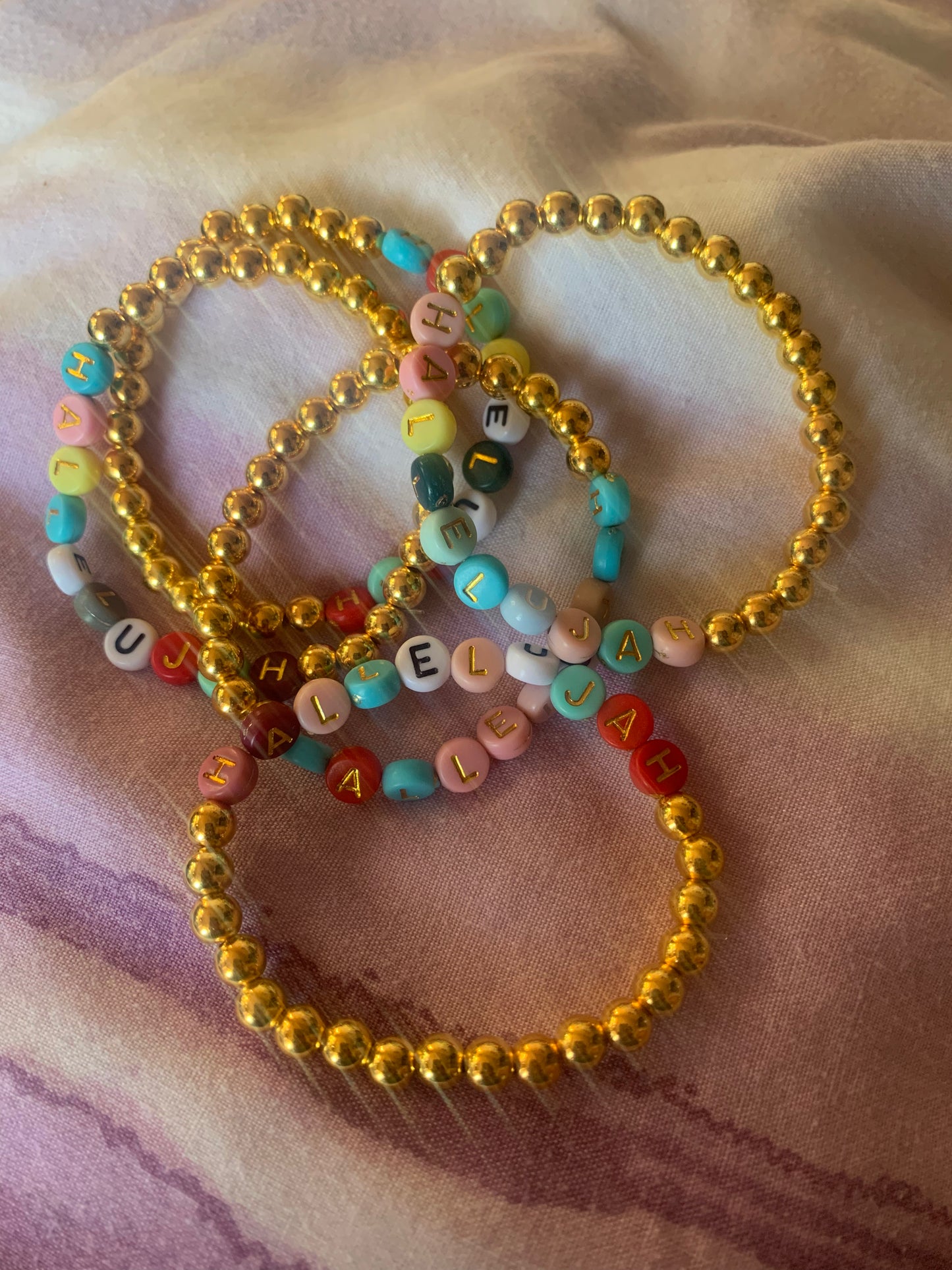 Hallelujah beaded elastic bracelet