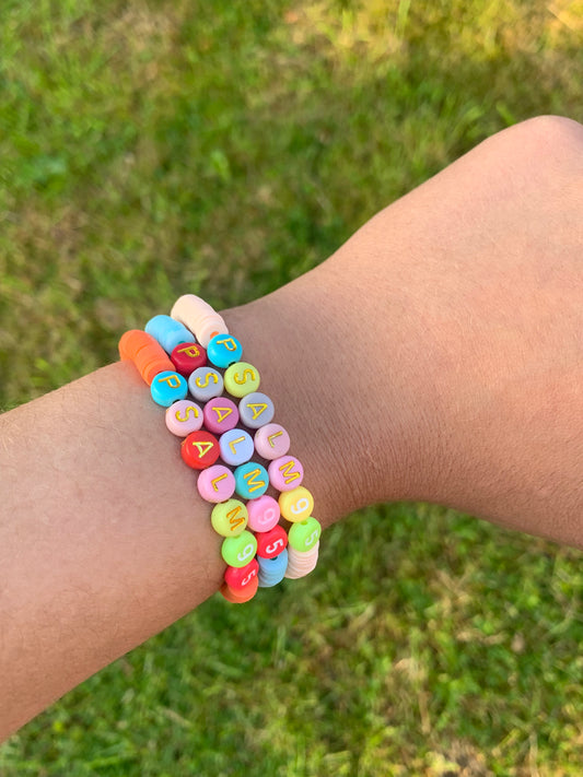 Psalm 95 elastic clay beaded bracelet