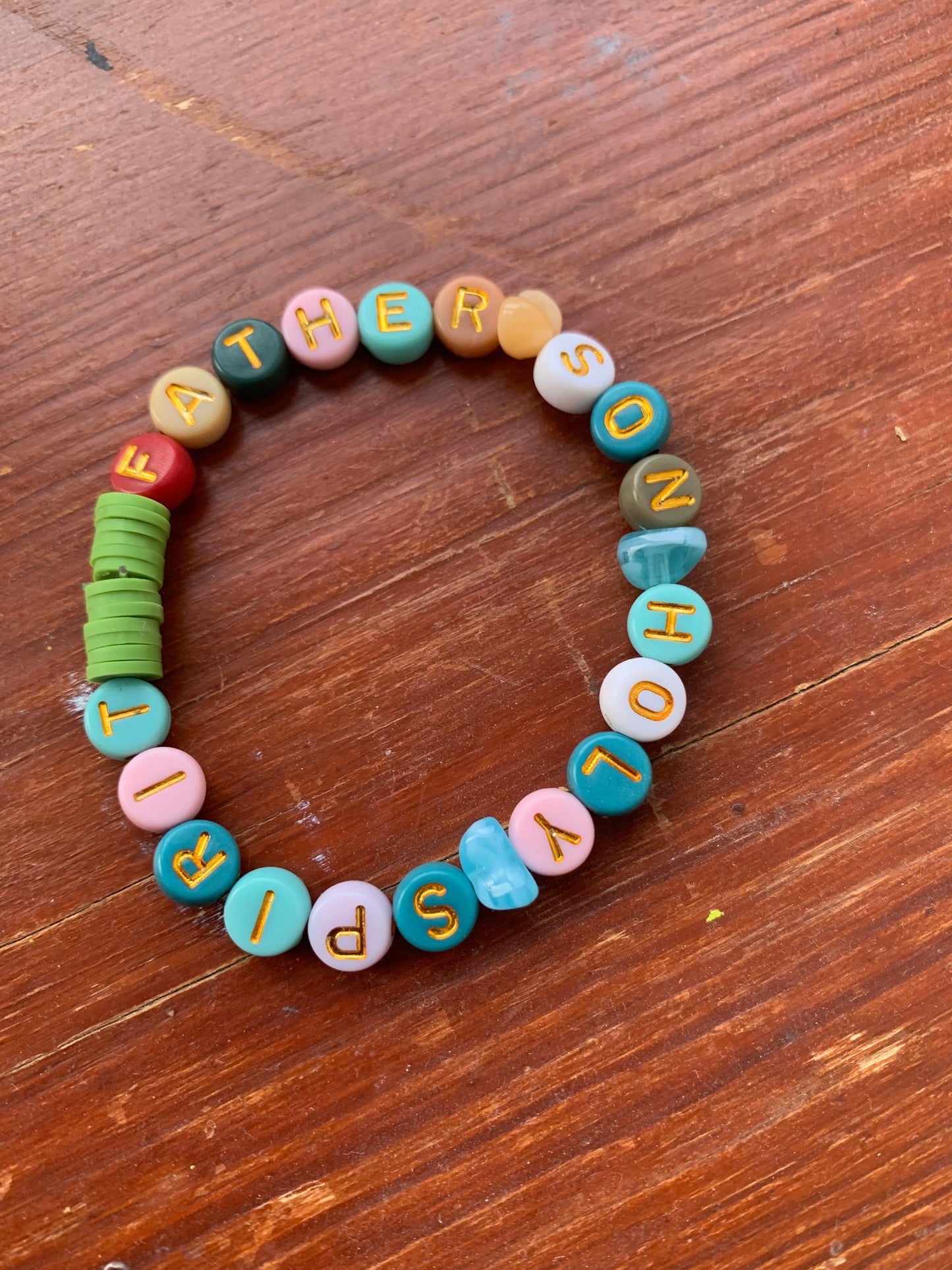 Father, son, holy spirit beaded elastic bracelet