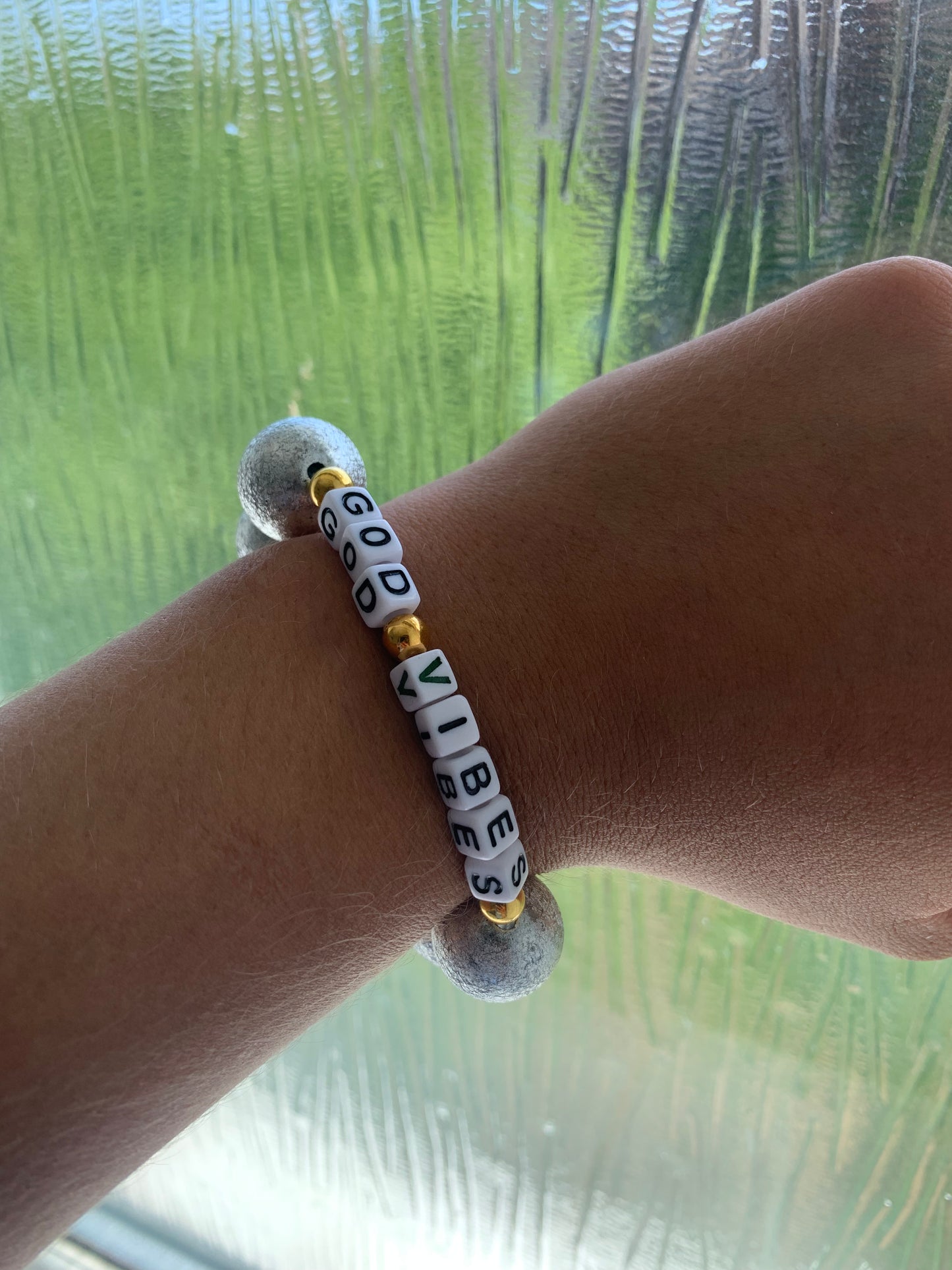 God vibes elastic beaded bracelet