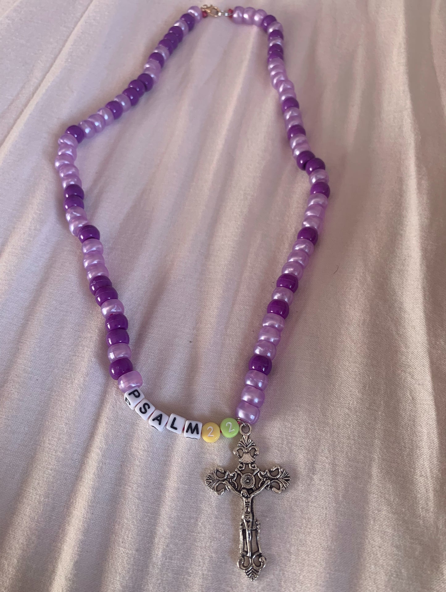 Psalm 22 beaded crucifix necklace
