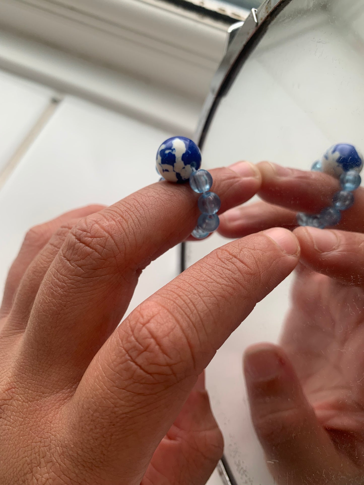 Earth elastic beaded midi ring