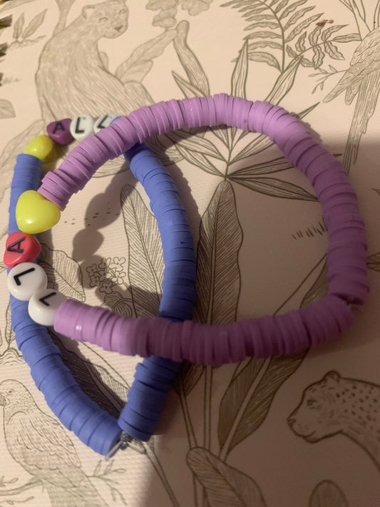 Love all elastic beaded clay bracelet