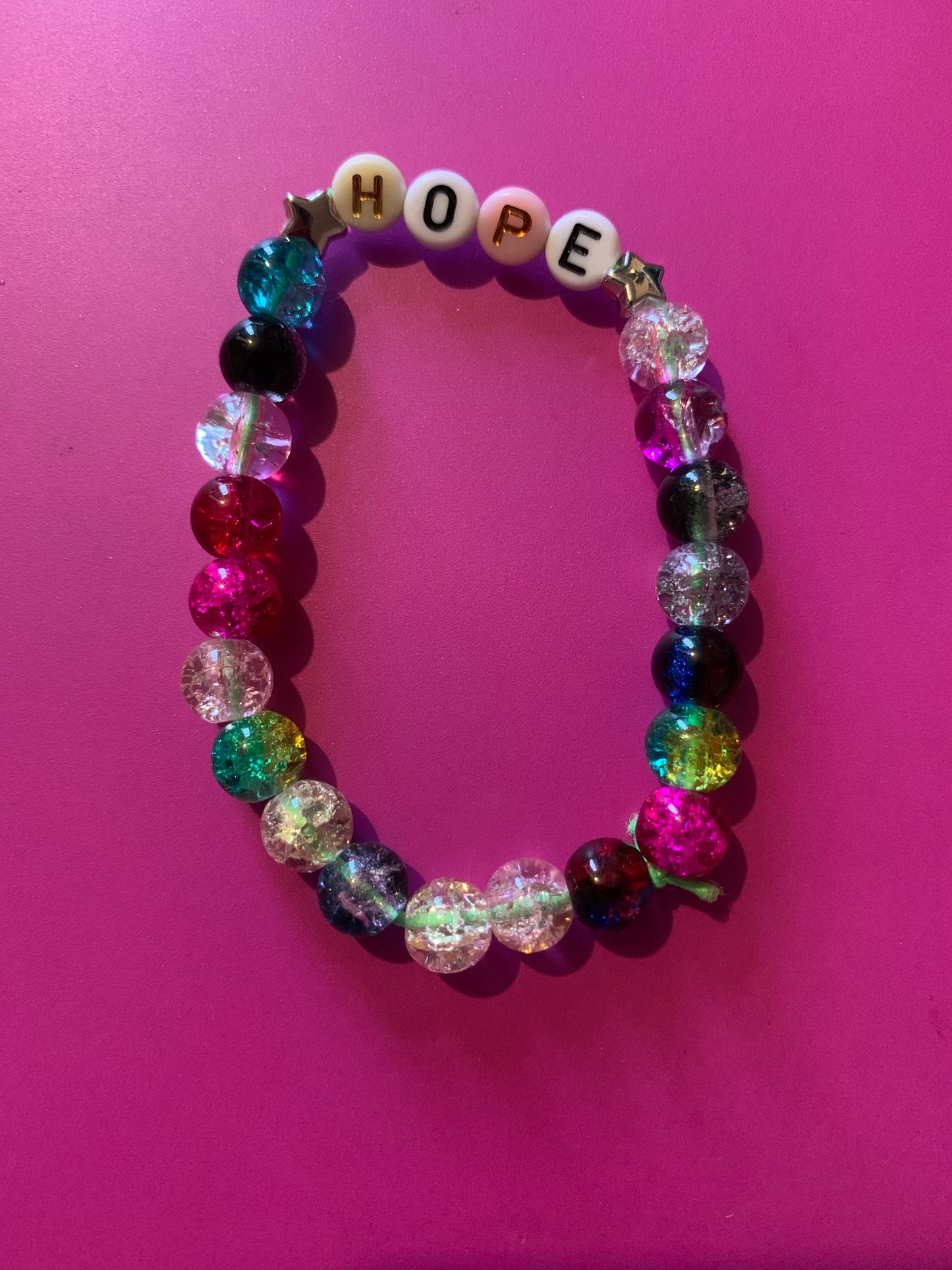 Hope glass beaded elastic bracelet